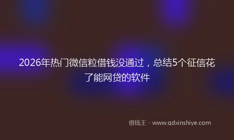 2026年热门微信粒借钱没通过，总结5个征信花了能网贷的软件