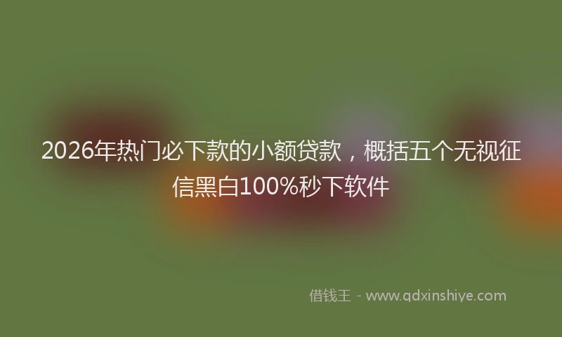 2026年热门必下款的小额贷款，概括五个无视征信黑白100%秒下软件