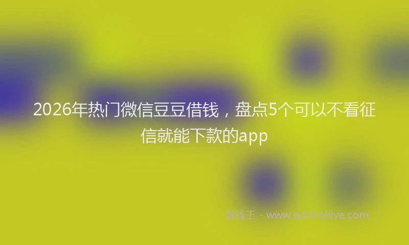 2026年热门微信豆豆借钱，盘点5个可以不看征信就能下款的app