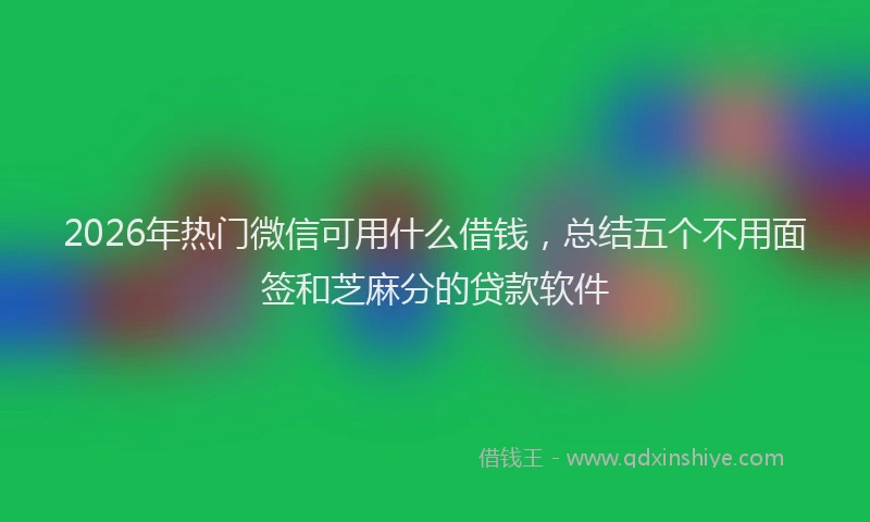 2026年热门微信可用什么借钱,总结五个不用面签和芝麻分的贷款软件