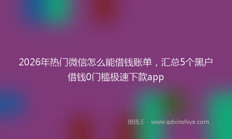 2026年热门微信怎么能借钱账单，汇总5个黑户借钱0门槛极速下款app