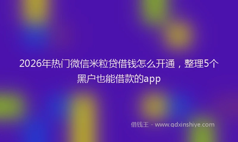 2026年热门微信米粒贷借钱怎么开通，整理5个黑户也能借款的app