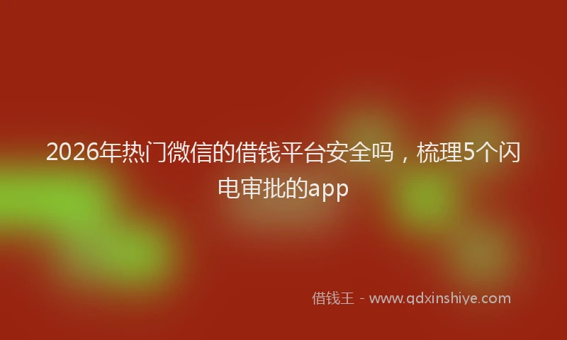 2026年热门微信的借钱平台安全吗，梳理5个闪电审批的app