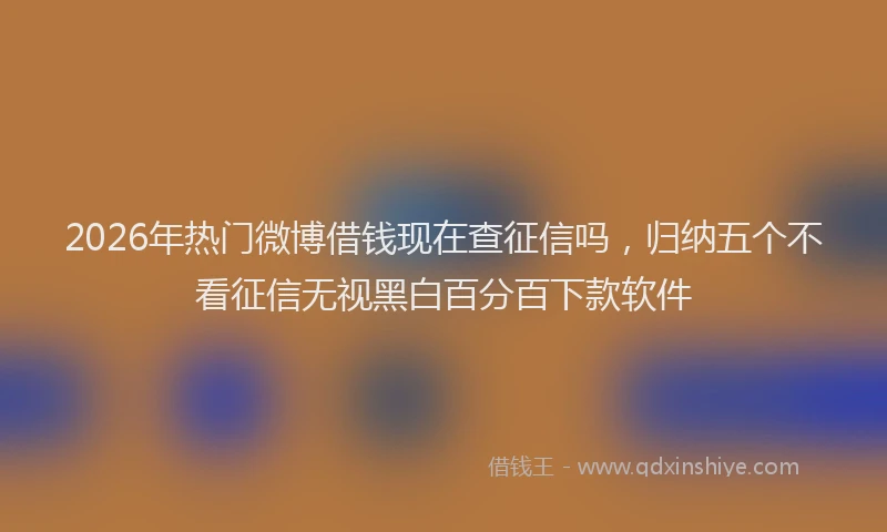 2026年热门微博借钱现在查征信吗，归纳五个不看征信无视黑白百分百下款软件
