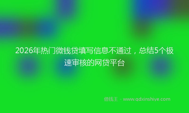 2026年热门微钱贷填写信息不通过，总结5个极速审核的网贷平台