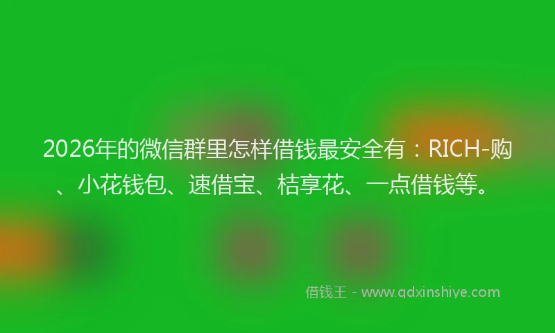 2026年的微信群里怎样借钱最安全有：RICH-购、小花钱包、速借宝、桔享花、一点借钱等。