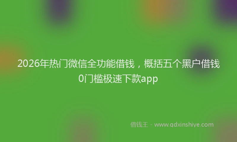 2026年热门微信全功能借钱，概括五个黑户借钱0门槛极速下款app
