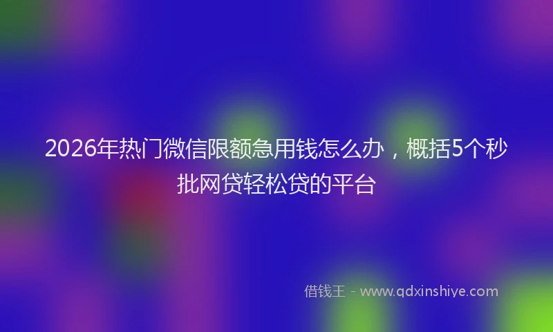 2026年热门微信限额急用钱怎么办，概括5个秒批网贷轻松贷的平台