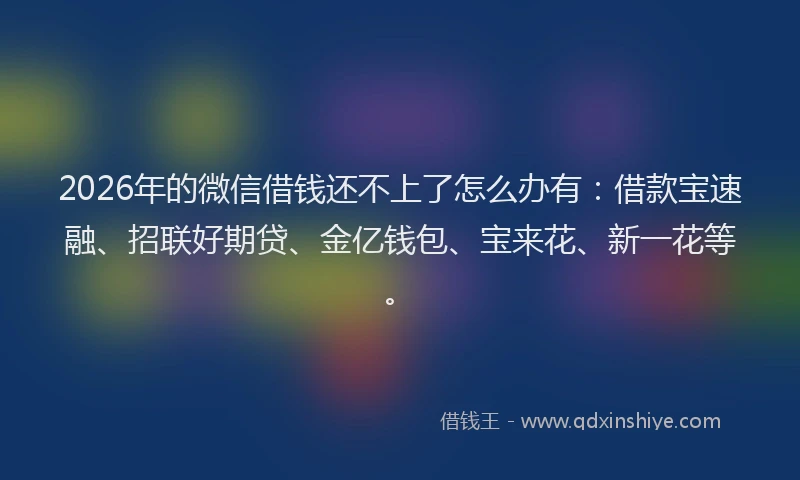 2026年的微信借钱还不上了怎么办有：借款宝速融、招联好期贷、金亿钱包、宝来花、新一花等。