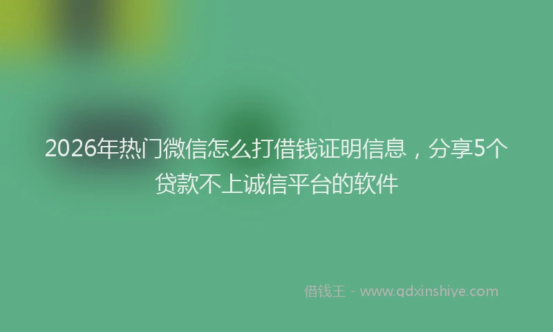 2026年热门微信怎么打借钱证明信息,分享5个贷款不上诚信平台的软件