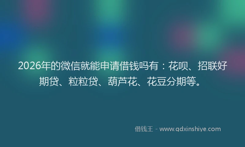 2026年的微信就能申请借钱吗有：花呗、招联好期贷、粒粒贷、葫芦花、花豆分期等。