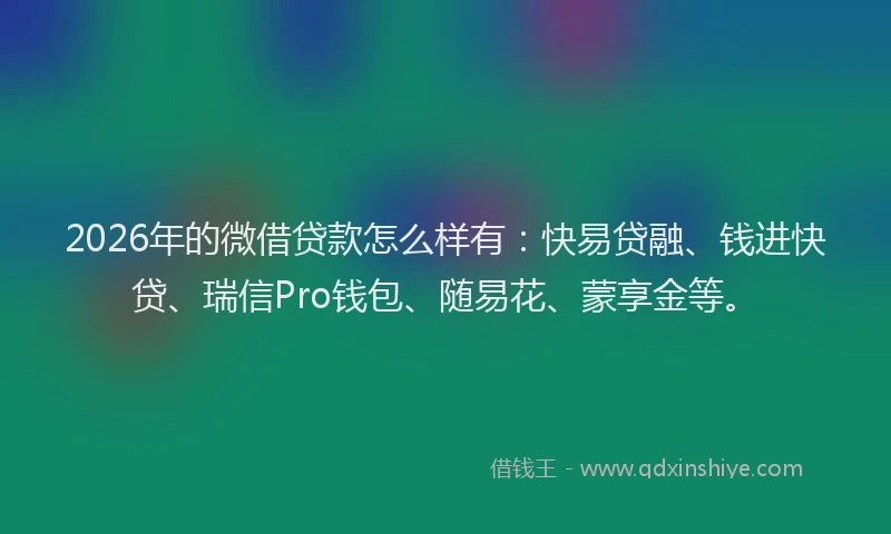2026年的微借贷款怎么样有：快易贷融、钱进快贷、瑞信Pro钱包、随易花、蒙享金等。