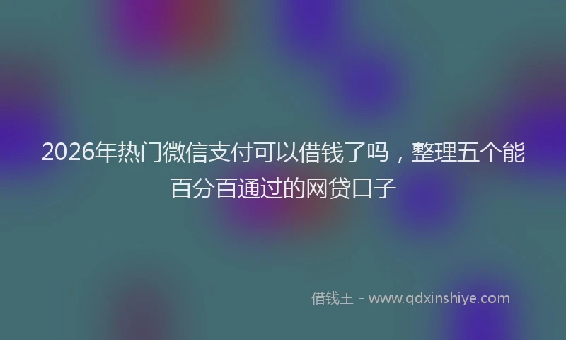 2026年热门微信支付可以借钱了吗，整理五个能百分百通过的网贷口子