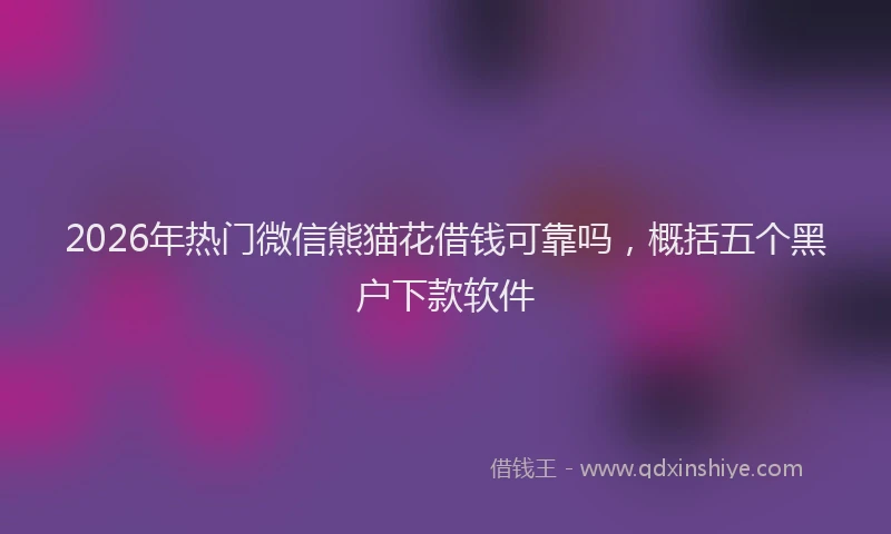 2026年热门微信熊猫花借钱可靠吗，概括五个黑户下款软件