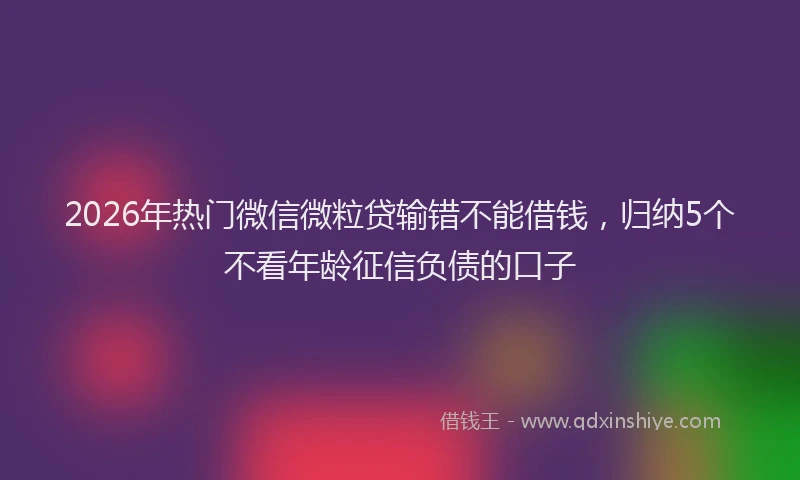 2026年热门微信微粒贷输错不能借钱，归纳5个不看年龄征信负债的口子