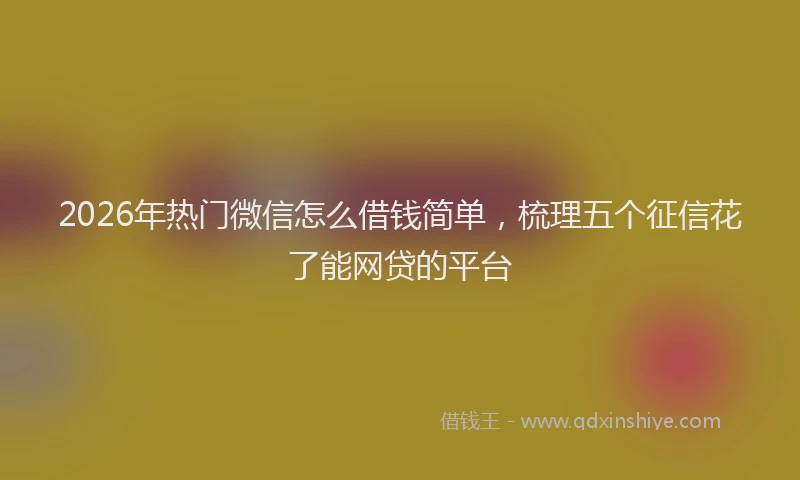 2026年热门微信怎么借钱简单,梳理五个征信花了能网贷的平台
