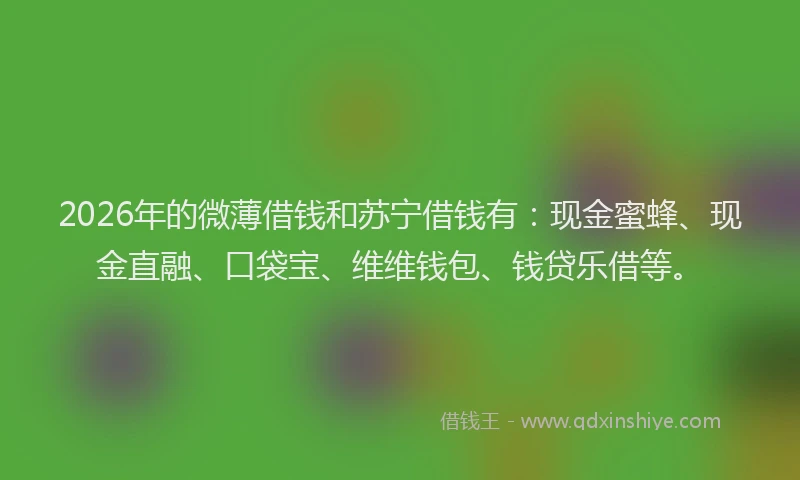 2026年的微薄借钱和苏宁借钱有：现金蜜蜂、现金直融、口袋宝、维维钱包、钱贷乐借等。