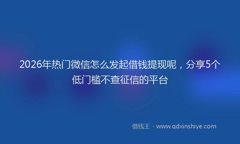 2026年热门微信怎么发起借钱提现呢，分享5个低门槛不查征信的平台