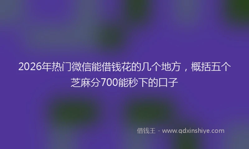 2026年热门微信能借钱花的几个地方，概括五个芝麻分700能秒下的口子