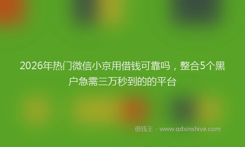 2026年热门微信小京用借钱可靠吗，整合5个黑户急需三万秒到的的平台