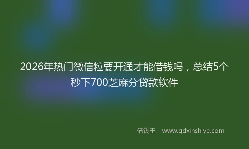 2026年热门微信粒要开通才能借钱吗，总结5个秒下700芝麻分贷款软件