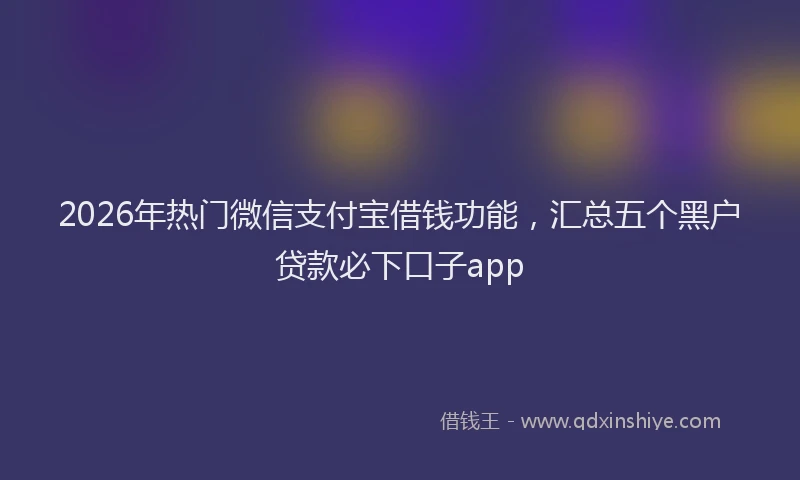 2026年热门微信支付宝借钱功能，汇总五个黑户贷款必下口子app