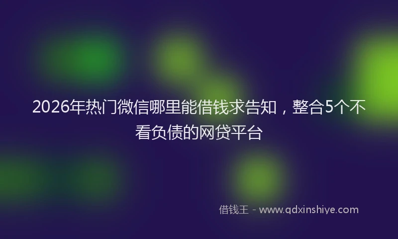2026年热门微信哪里能借钱求告知，整合5个不看负债的网贷平台