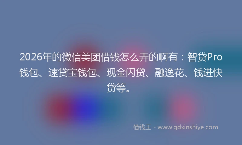 2026年的微信美团借钱怎么弄的啊有：智贷Pro钱包、速贷宝钱包、现金闪贷、融逸花、钱进快贷等。