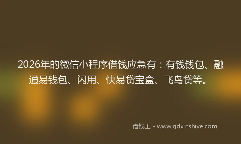 2026年的微信小程序借钱应急有：有钱钱包、融通易钱包、闪用、快易贷宝盒、飞鸟贷等。