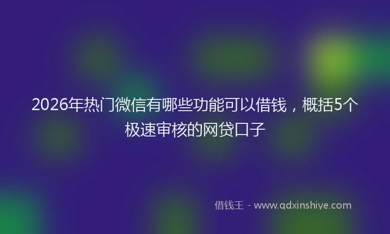 2026年热门微信有哪些功能可以借钱，概括5个极速审核的网贷口子