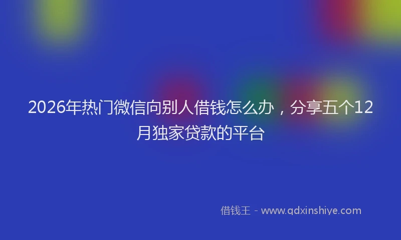 2026年热门微信向别人借钱怎么办，分享五个12月独家贷款的平台