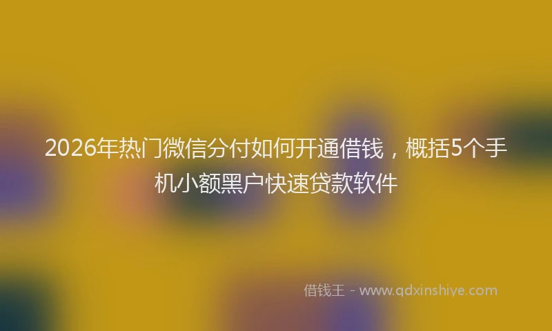 2026年热门微信分付如何开通借钱，概括5个手机小额黑户快速贷款软件