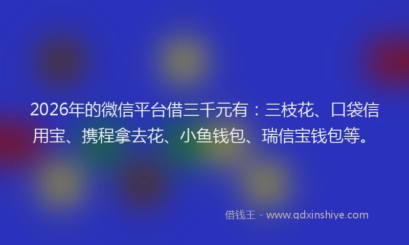 2026年的微信平台借三千元有：三枝花、口袋信用宝、携程拿去花、小鱼钱包、瑞信宝钱包等。