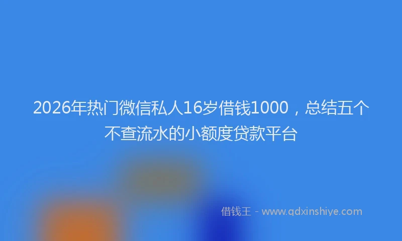 2026年热门微信私人16岁借钱1000，总结五个不查流水的小额度贷款平台