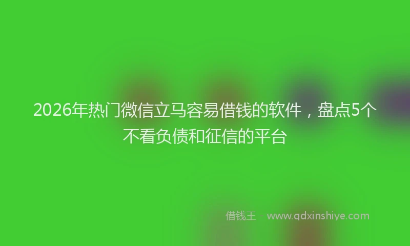 2026年热门微信立马容易借钱的软件,盘点5个不看负债和征信的平台