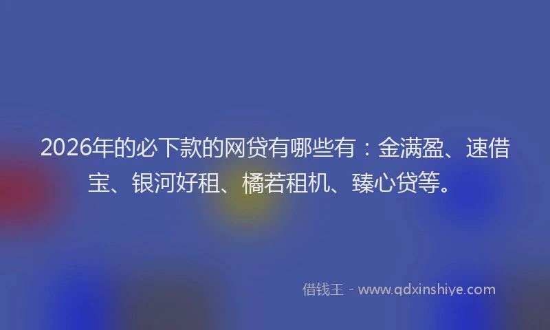 2026年的必下款的网贷有哪些有：金满盈、速借宝、银河好租、橘若租机、臻心贷等。
