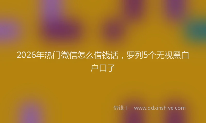 2026年热门微信怎么借钱话，罗列5个无视黑白户口子