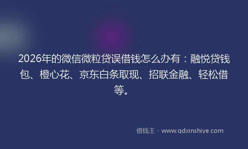 2026年的微信微粒贷误借钱怎么办有：融悦贷钱包、橙心花、京东白条取现、招联金融、轻松借等。