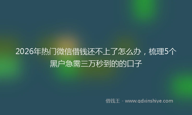 2026年热门微信借钱还不上了怎么办,梳理5个黑户急需三万秒到的的口子