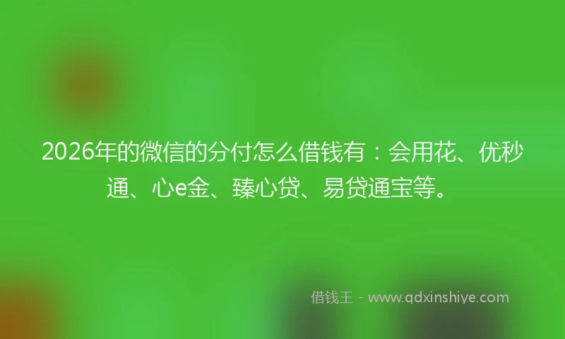 2026年的微信的分付怎么借钱有:会用花、优秒通、心e金、臻心贷、易贷通宝等。