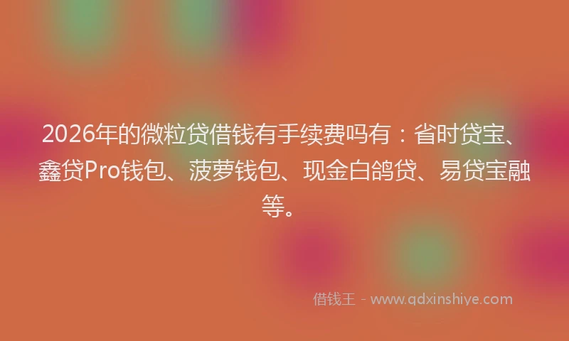 2026年的微粒贷借钱有手续费吗有：省时贷宝、鑫贷Pro钱包、菠萝钱包、现金白鸽贷、易贷宝融等。