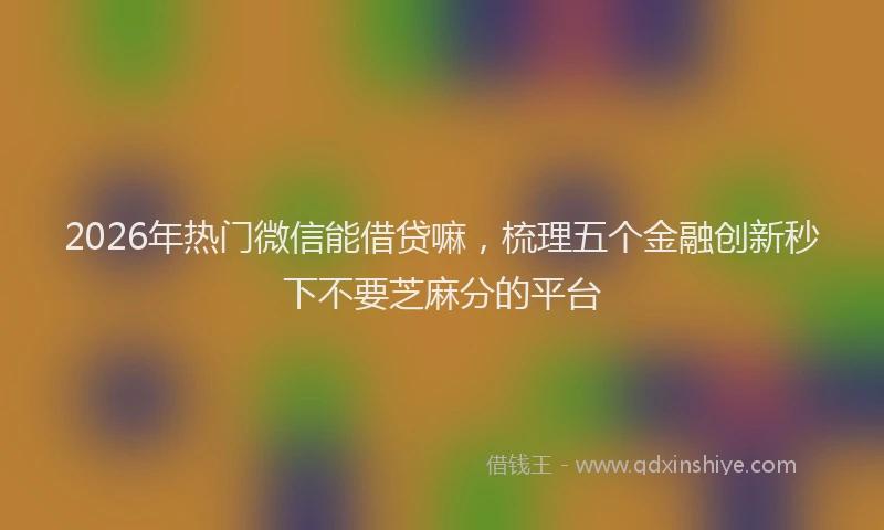 2026年热门微信能借贷嘛，梳理五个金融创新秒下不要芝麻分的平台