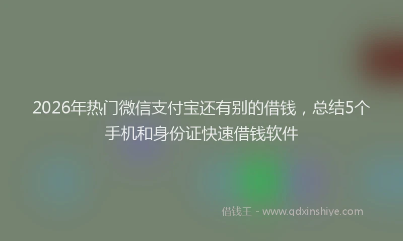 2026年热门微信支付宝还有别的借钱，总结5个手机和身份证快速借钱软件