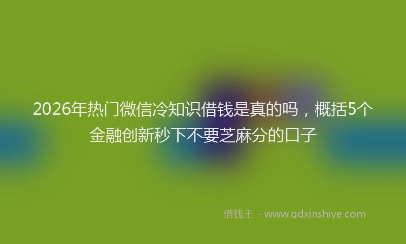 2026年热门微信冷知识借钱是真的吗，概括5个金融创新秒下不要芝麻分的口子