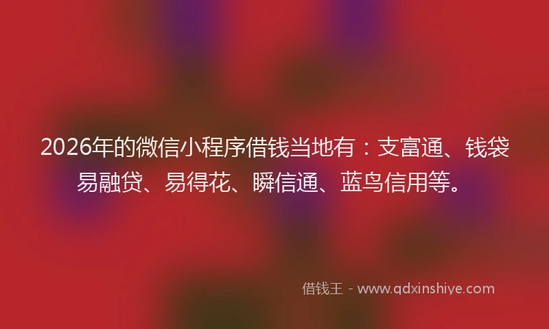2026年的微信小程序借钱当地有：支富通、钱袋易融贷、易得花、瞬信通、蓝鸟信用等。