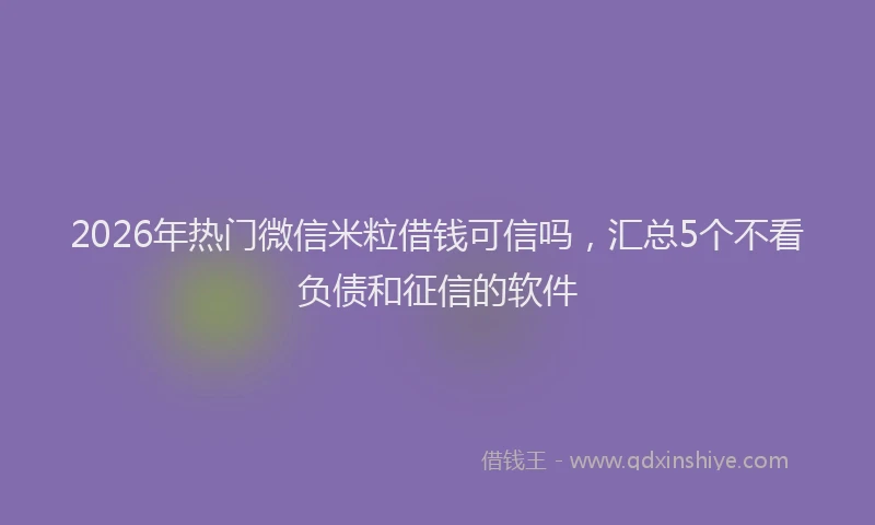 2026年热门微信米粒借钱可信吗，汇总5个不看负债和征信的软件