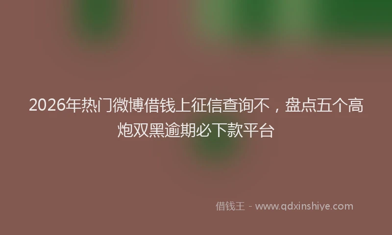 2026年热门微博借钱上征信查询不，盘点五个高炮双黑逾期必下款平台