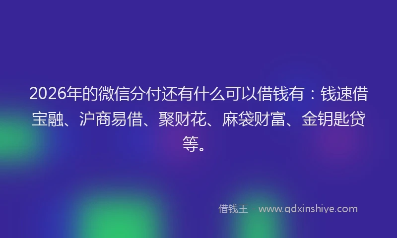 2026年的微信分付还有什么可以借钱有：钱速借宝融、沪商易借、聚财花、麻袋财富、金钥匙贷等。