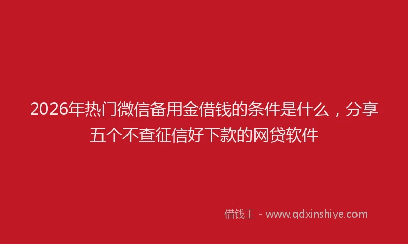 2026年热门微信备用金借钱的条件是什么，分享五个不查征信好下款的网贷软件