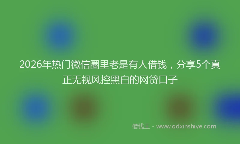 2026年热门微信圈里老是有人借钱，分享5个真正无视风控黑白的网贷口子